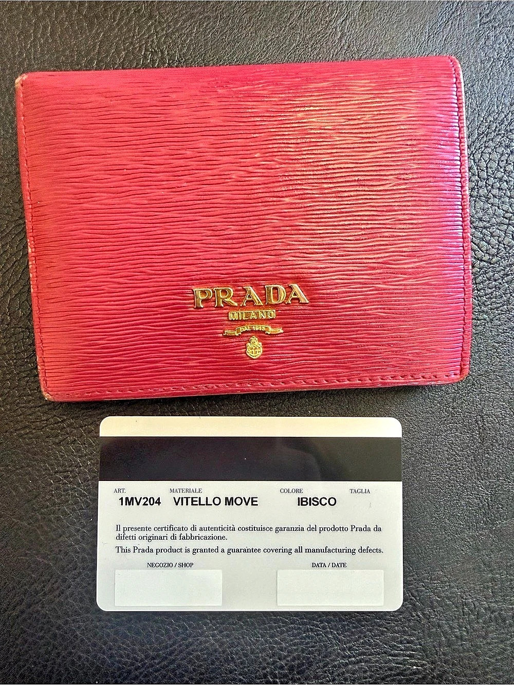 Prada Vitello Move Small Bi-Fold Wallet 1MV204 Leather Wallet in Red